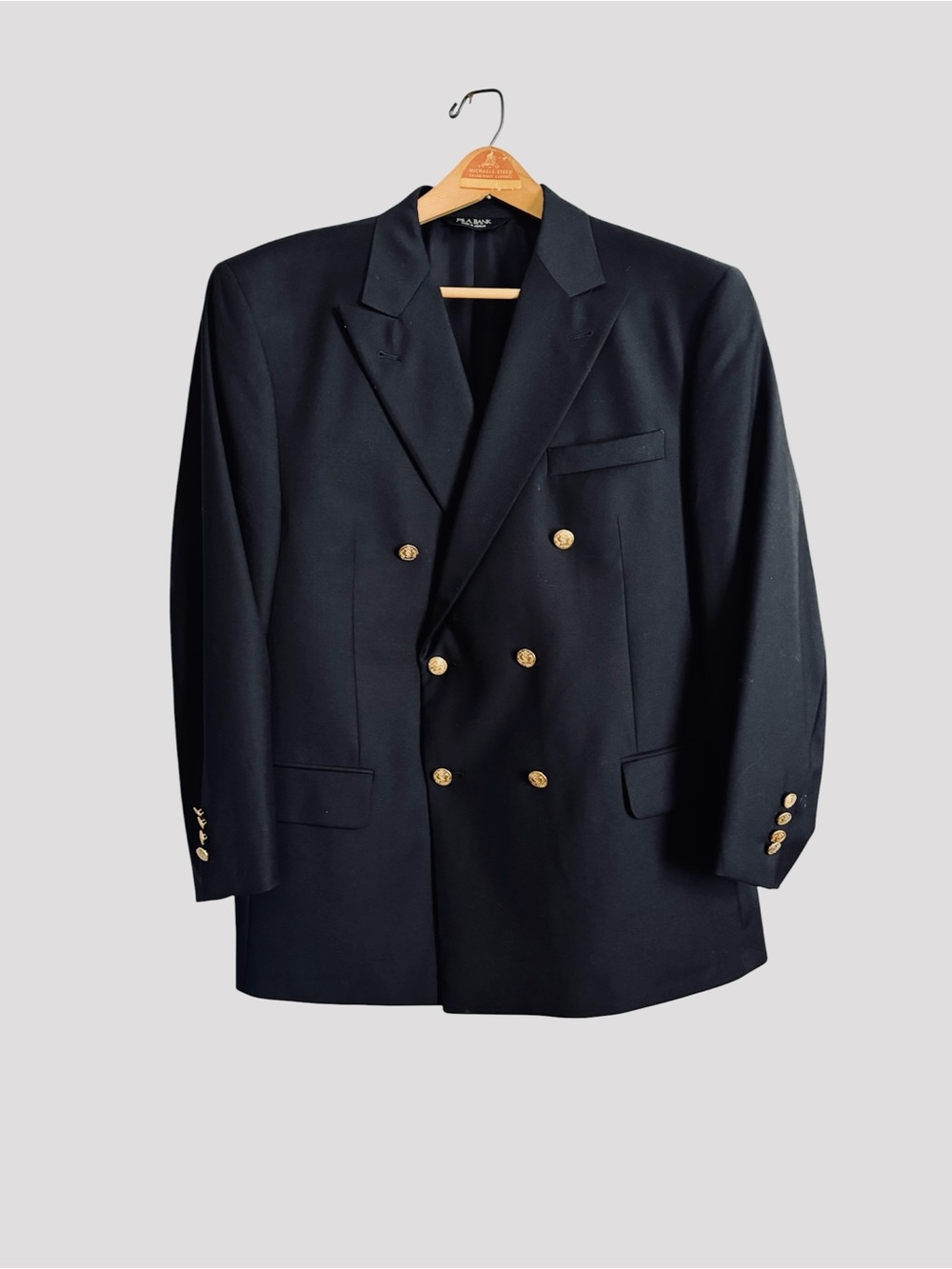 Jos. A. Banks Double Breasted Wool Blazer Navy Blue 44 Short